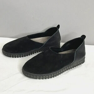 Suggies Casual Slip-On Shoes Womens 7W Black Italian Leather Cushioned Arch Supp